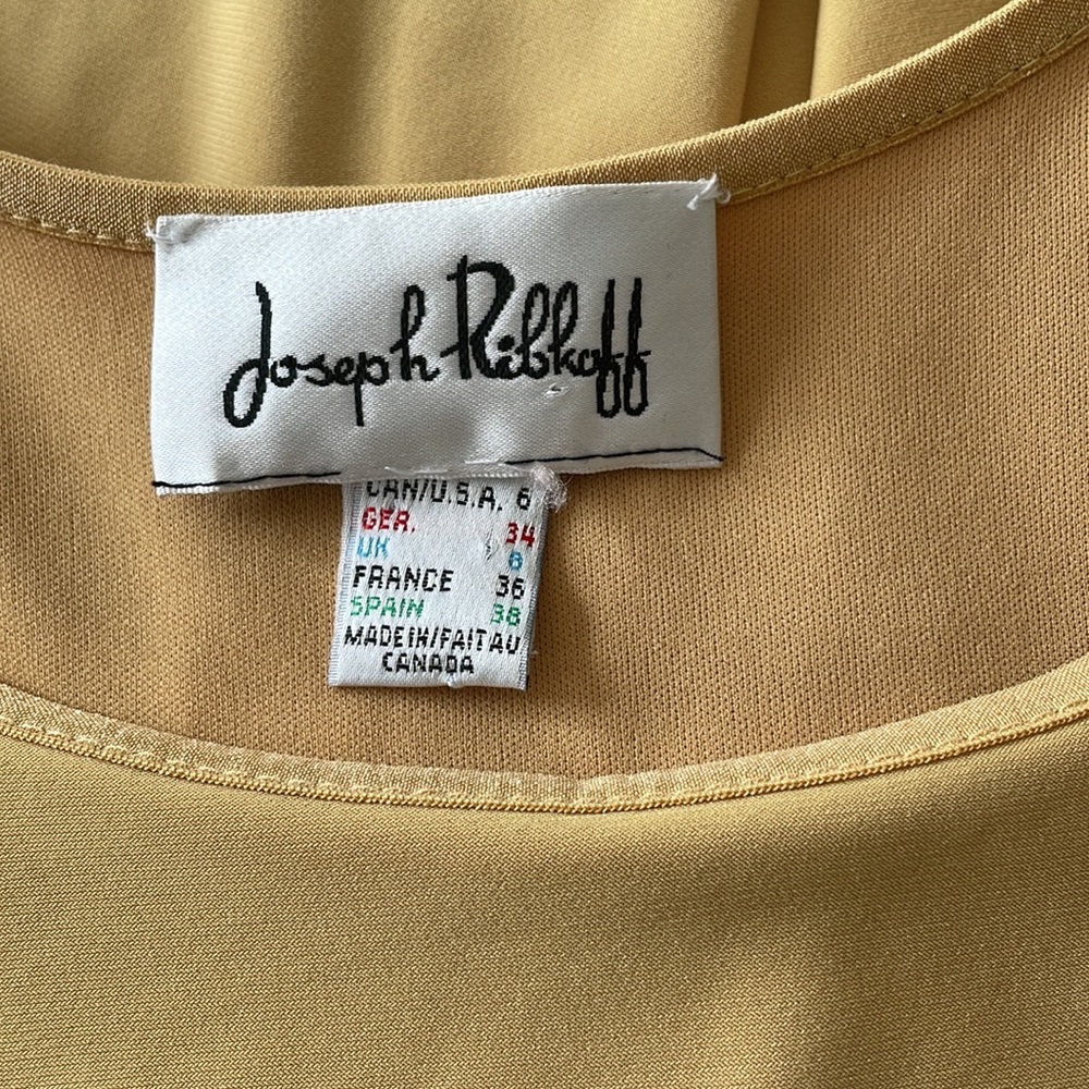 Joseph Ribkoff Mustard color layered ruffle dress - Picture 8 of 9